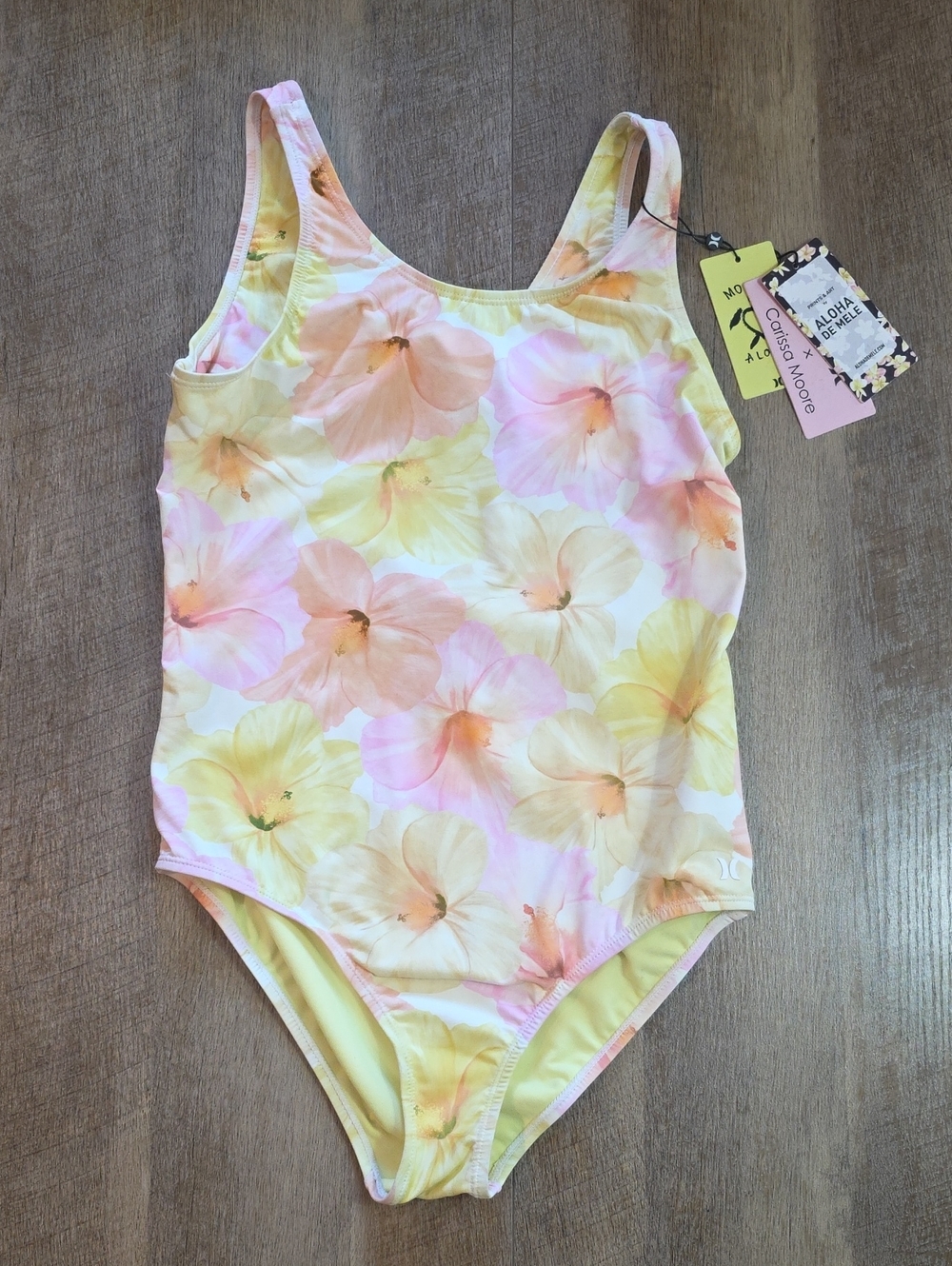 Hurley X Carissa Moore- Aloha Hibiscus One-Piece Swimsuit. Girls Size XL. NWT